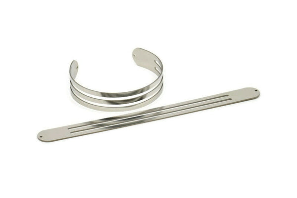 Adjustable Bangle Bracelet, Stainless Steel Flat Bracelet With 2 Holes, Steel Bracelet, Steel Bracelet Bangle (145x13x0.80mm) SMP1887