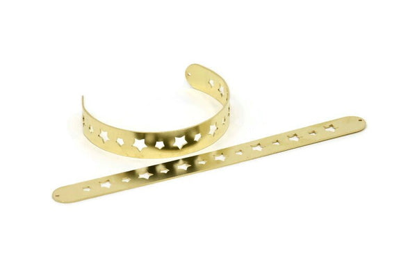 Brass Bracelet Star, Raw Brass Flat Bracelet With 2 Holes, Raw Brass Star Bangle, Bracelet Bangle (145x10x0.80mm) SMP1883