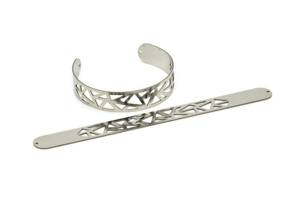 Adjustable Bangle Bracelet, Stainless Steel Flat Bracelet With 2 Holes, Steel Bracelet, Steel Bracelet Bangle (145x13x0.80mm) SMP1886