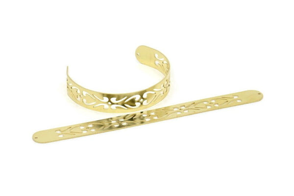 Adjustable Bangle Bracelet, Raw Brass Flat Bracelet With 2 Holes, Raw Brass Bracelet, Brass Bracelet Bangle (145x13x0.80mm) SMP1885