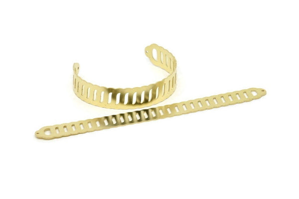 Adjustable Bangle Bracelet, Raw Brass Flat Bracelet With 2 Holes, Raw Brass Bracelet, Brass Bracelet Bangle (145x13x0.80mm) SMP1893