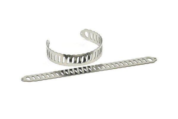 Adjustable Bangle Bracelet, Stainless Steel Flat Bracelet With 2 Holes, Steel Bracelet, Steel Bracelet Bangle (145x13x0.80mm) SMP1893