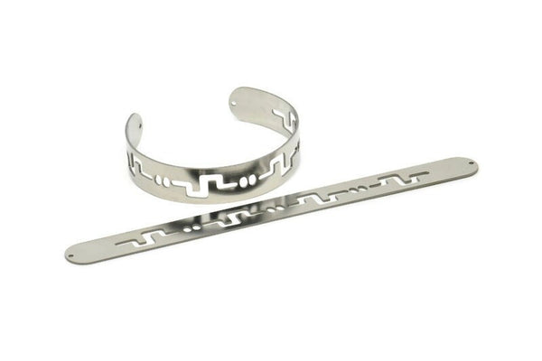 Adjustable Bangle Bracelet, Stainless Steel Flat Bracelet With 2 Holes, Steel Bracelet, Steel Bracelet Bangle (145x13x0.80mm) SMP1891