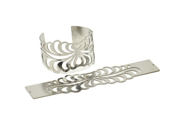 Adjustable Bangle Bracelet, Stainless Steel Flat Bracelet With 2 Holes, Steel Bracelet, Steel Bracelet Bangle (145x40x0.80mm) SMP1780