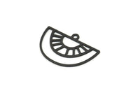 Yarım Daire Charm, 1 Döngülü 12 Oksitlenmiş Siyah Pirinç Yarım Daire Charm, Kolye Charm (16x23x0,60 mm) A4289