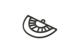 Yarım Daire Charm, 1 Döngülü 12 Oksitlenmiş Siyah Pirinç Yarım Daire Charm, Kolye Charm (16x23x0,60 mm) A4289
