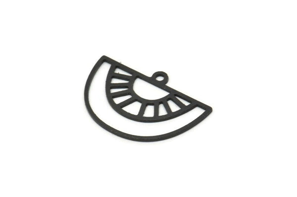 Yarım Daire Charm, 1 Döngülü 12 Oksitlenmiş Siyah Pirinç Yarım Daire Charm, Kolye Charm (16x23x0,60 mm) A4289