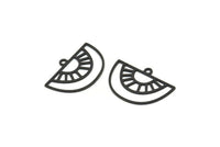 Yarım Daire Charm, 1 Döngülü 12 Oksitlenmiş Siyah Pirinç Yarım Daire Charm, Kolye Charm (16x23x0,60 mm) A4289