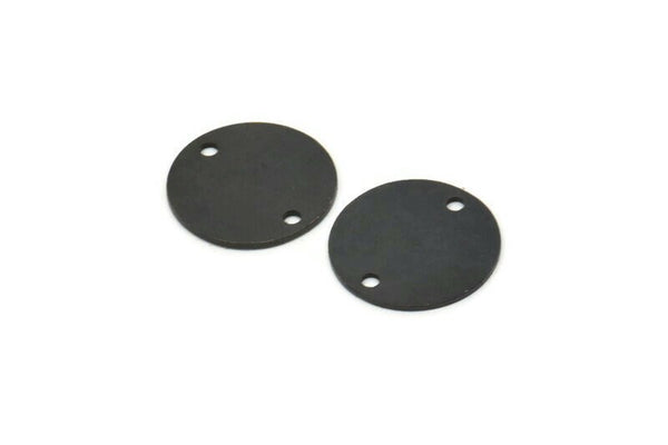 Siyah Yuvarlak Konnektör, 2 Delikli 8 Oksitlenmiş Siyah Pirinç Kabaşon Yuvarlak Konnektör, Bulgular (14X0,60 mm) D1044