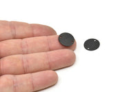 Siyah Yuvarlak Konnektör, 2 Delikli 8 Oksitlenmiş Siyah Pirinç Kabaşon Yuvarlak Konnektör, Bulgular (14X0,60 mm) D1044