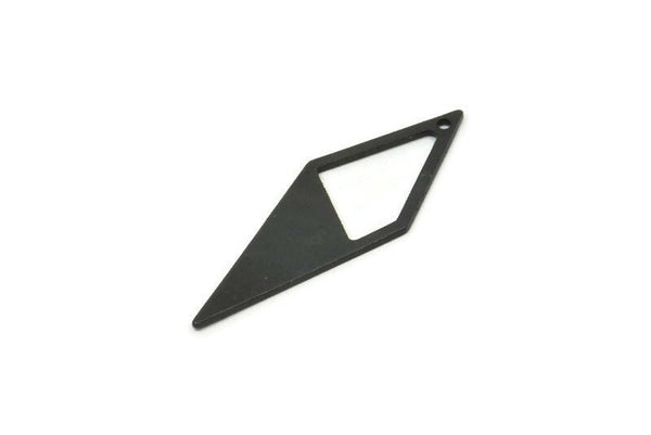 Siyah Elmas Charm, 1 Delikli 10 Oksitlenmiş Siyah Pirinç Eşkenar Dörtgen Charm, Küpeler, Bulgular (33x12x10,80m) D0670