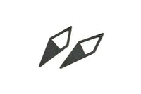 Black Diamond Charm, 10 Oxidized Black Brass Rhombus Charms With 1 Hole, Earrings, Findings (33x12x10,80m) D0670