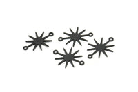 Siyah Yıldız Charm, 2 Döngülü 24 Oksitlenmiş Siyah Pirinç Yıldız Charm, Bağlantı Elemanları (19x15x0,60 mm) A3234 H0823