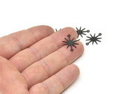Siyah Yıldız Charm, 2 Döngülü 24 Oksitlenmiş Siyah Pirinç Yıldız Charm, Bağlantı Elemanları (19x15x0,60 mm) A3234 H0823