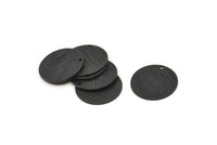 Black Round Charm, 4 Textured Oxidized Black Brass Round Charms With 1 Hole, Blanks (18x0.80mm) M02848