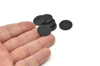 Black Round Charm, 4 Textured Oxidized Black Brass Round Charms With 1 Hole, Blanks (18x0.80mm) M02848