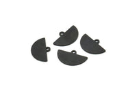 Black Half Moon, 24 Oxidized Black Brass Semi Circle Blank Charms With 1 Loop (14.5x9x0.80mm) E103