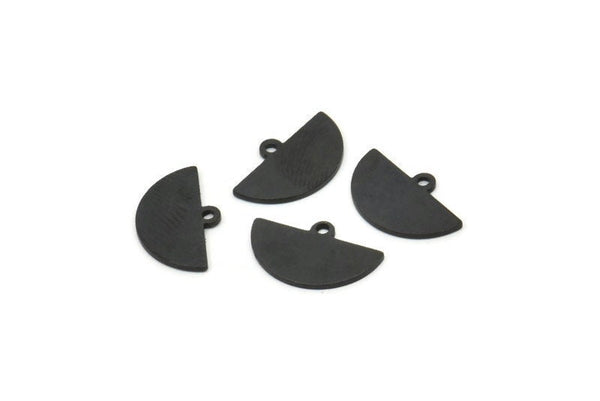 Siyah Yarım Ay, 1 Döngülü 24 Oksitlenmiş Siyah Pirinç Yarım Daire Boş Tılsım (14,5x9x0,80 mm) E103