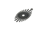 Siyah Güneş Tılsımı, 1 Döngülü 12 Dokulu Oksitlenmiş Siyah Pirinç Güneş Tılsımı (26x14x0,60 mm) D1537