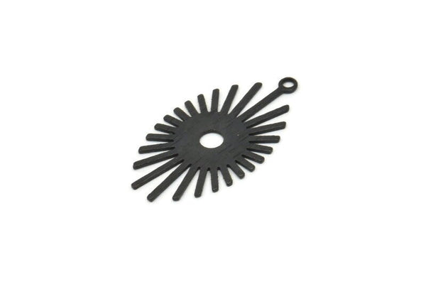Siyah Güneş Tılsımı, 1 Döngülü 12 Dokulu Oksitlenmiş Siyah Pirinç Güneş Tılsımı (26x14x0,60 mm) D1537