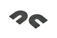 Black Geometric Charm, 4 Oxidized Black Brass U Shaped Pendants With 3 Holes, Earrings, Findings (21.5x21x1mm) D977