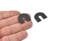 Black Geometric Charm, 4 Oxidized Black Brass U Shaped Pendants With 3 Holes, Earrings, Findings (21.5x21x1mm) D977