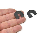 Black Geometric Charm, 4 Oxidized Black Brass U Shaped Pendants With 3 Holes, Earrings, Findings (21.5x21x1mm) D977