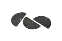 Semi Circle Charm, 6 Oxidized Black Brass Half Moon Blanks With 2 Holes, Earrings, Pendants (24x13x0.80mm) D918