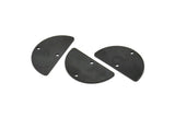Semi Circle Charm, 6 Oxidized Black Brass Half Moon Blanks With 2 Holes, Earrings, Pendants (24x13x0.80mm) D918