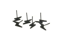 Siyah Küpe, 8 Oksitlenmiş Siyah Pirinç Şimşek Çivi Küpe (14x5x1,2 mm) N1644