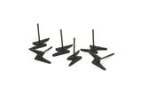 Siyah Küpe, 8 Oksitlenmiş Siyah Pirinç Şimşek Çivi Küpe (14x5x1,2 mm) N1644