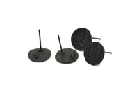 Siyah Yuvarlak Küpe, 4 Oksitlenmiş Siyah Pirinç Yuvarlak Küpe Saplaması (13 mm) N1173