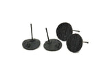 Siyah Yuvarlak Küpe, 4 Oksitlenmiş Siyah Pirinç Yuvarlak Küpe Saplaması (13 mm) N1173