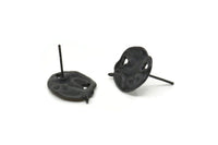 Siyah Düzensiz Küpe, 1 Halkalı 4 Oksitlenmiş Siyah Pirinç Düzensiz Küpe (20x14 mm) N1226