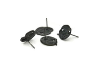 Siyah Düzensiz Küpe, 1 Halkalı 4 Oksitlenmiş Siyah Pirinç Düzensiz Küpe (20x14 mm) N1226