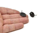 Siyah Düzensiz Küpe, 1 Halkalı 4 Oksitlenmiş Siyah Pirinç Düzensiz Küpe (20x14 mm) N1226