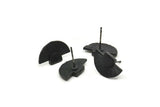 Siyah Küpe Sapları, 6 Oksitlenmiş Siyah Pirinç Yarım Daire Küpe Saplaması (16x10mm) N0797