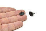 Siyah Küpe Sapları, 6 Oksitlenmiş Siyah Pirinç Yarım Daire Küpe Saplaması (16x10mm) N0797