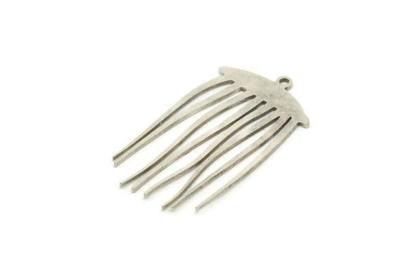 Silver Jellyfish Charm, 6 Antique Silver Plated Brass Jellyfish Charms With 1 Loop, Charm Pendants (33x18x0.80mm) A6528