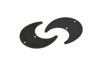 Siyah Ay Tılsımı, 2 Delikli 10 Dokulu Oksitlenmiş Siyah Pirinç Boynuz Tılsımı (25x12x0,50 mm) D1140