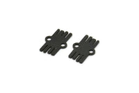 Siyah Etnik Charm, 2 Halkalı 50 Oksitlenmiş Siyah Pirinç Etnik Motifli Charm, Küpe Charm'ları, Bağlantı Parçaları (11x7x0,60 mm) A4091