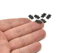Siyah Etnik Charm, 2 Halkalı 50 Oksitlenmiş Siyah Pirinç Etnik Motifli Charm, Küpe Charm'ları, Bağlantı Parçaları (11x7x0,60 mm) A4091