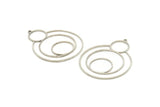 Silver Round Charm, 2 Antique Silver Plated Brass Round Charm With 1 Loop, Charm Pendants (44x34x0.80mm) SMP0590 A2604