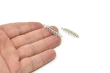Silver Leaf Charm, 12 Antique Silver Plated Brass Branch Charms With 1 Loop, Charm Pendants (30x8x0.60mm) SMP0647 A6565