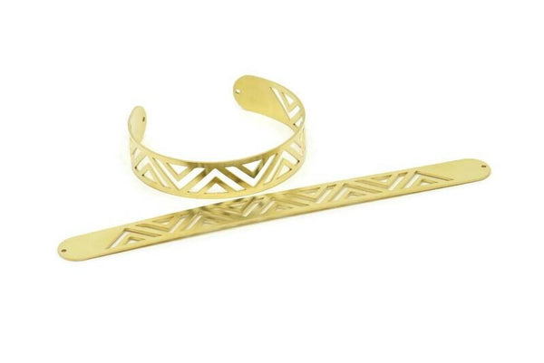 Adjustable Bangle Bracelet, Raw Brass Flat Bracelet With 2 Holes, Raw Brass Bracelet, Brass Bracelet Bangle (145x13x0.80mm) SMP1788