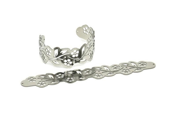 Adjustable Bangle Bracelet, Stainless Steel Flat Bracelet With 2 Holes, Steel Bracelet, Steel Bracelet Bangle (145x25x0.80mm) SMP1783