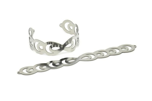 Adjustable Bangle Bracelet, Stainless Steel Flat Bracelet With 2 Holes, Steel Bracelet, Steel Bracelet Bangle (145x18x0.80mm) SMP1794