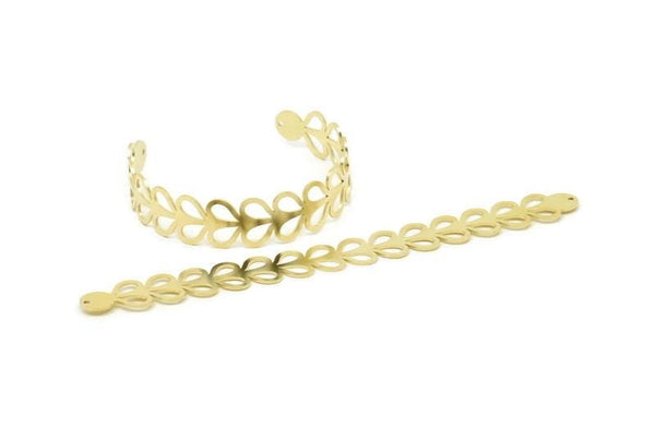 Adjustable Bangle Bracelet, Raw Brass Flat Bracelet With 2 Holes, Raw Brass Bracelet, Brass Bracelet Bangle (145x15x0.80mm) SMP1796