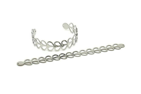 Adjustable Bangle Bracelet, Stainless Steel Flat Bracelet With 2 Holes, Steel Bracelet, Steel Bracelet Bangle (145x15x0.80mm) SMP1796