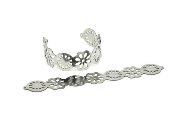 Adjustable Bangle Bracelet, Stainless Steel Flat Bracelet With 2 Holes, Steel Bracelet, Steel Bracelet Bangle (145x22x0.80mm) SMP1799